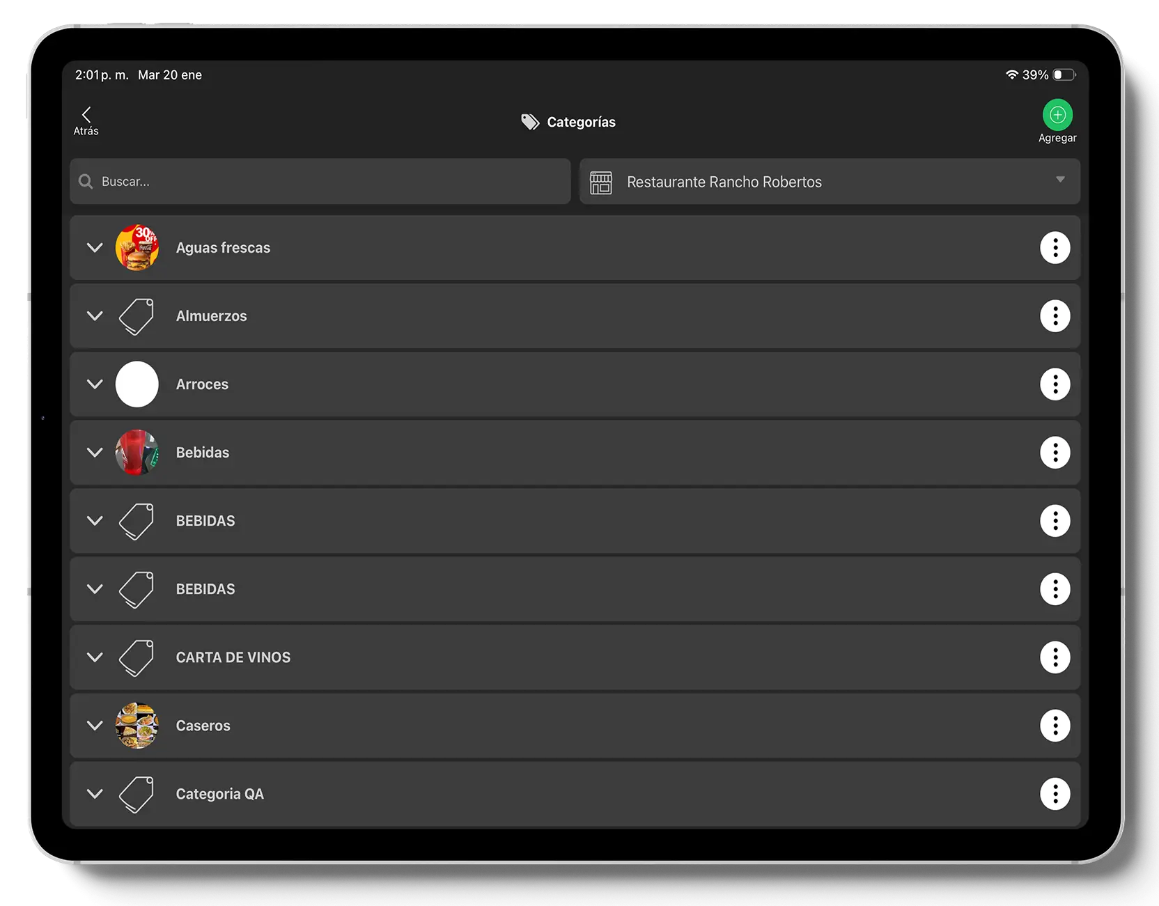 Configuracion de categorias para impresion de comandas en restaurantes