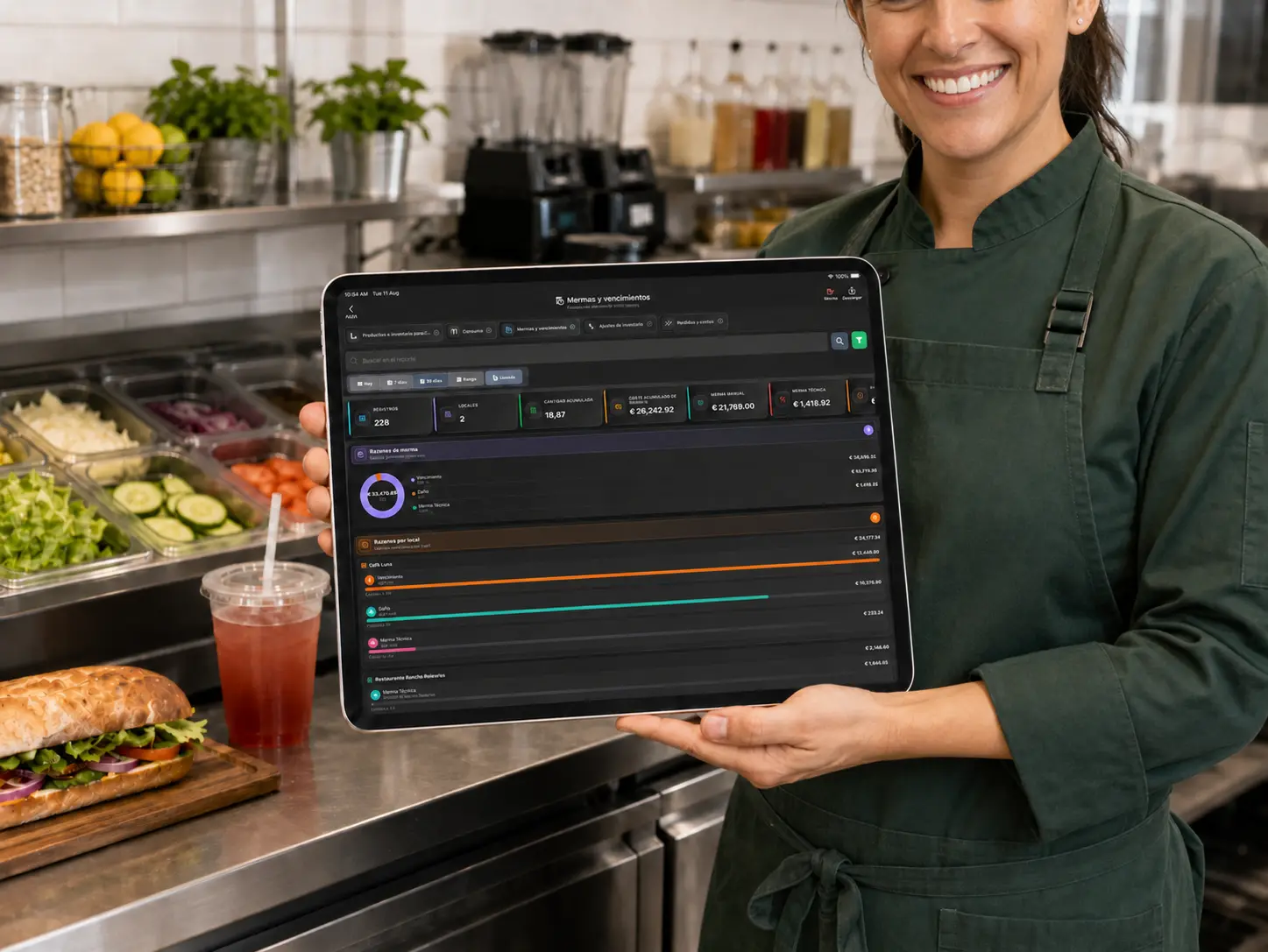 Panel de mermas y vencimientos en POS Restaurantes