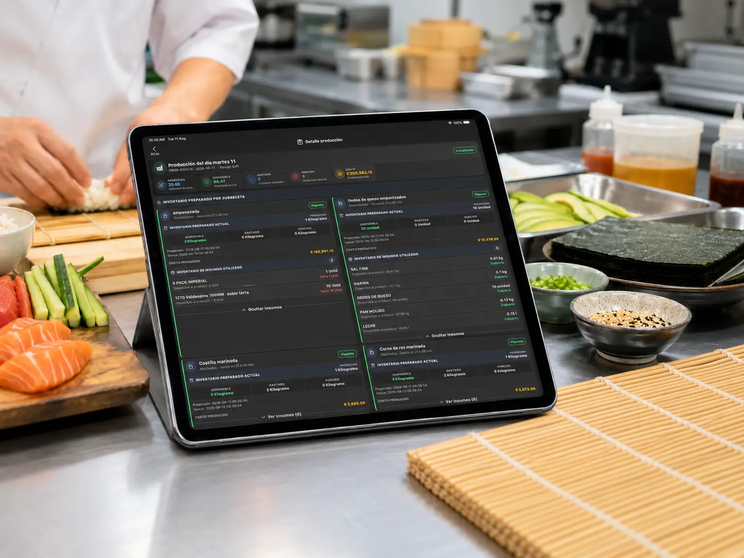 Detalle de una producción en POS Restaurantes