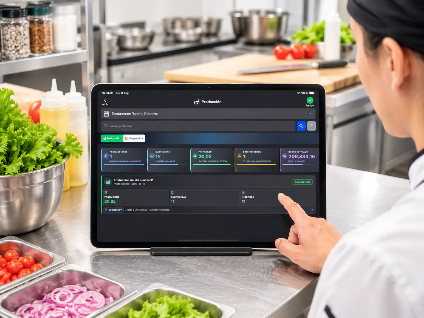 Panel de producción en POS Restaurantes