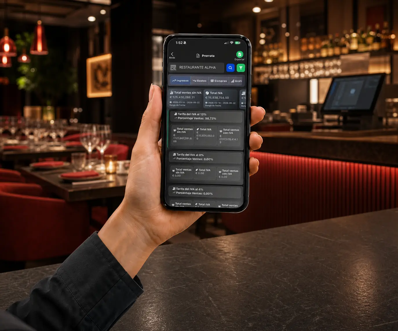Calculo automatico de prorrata de IVA para restaurantes