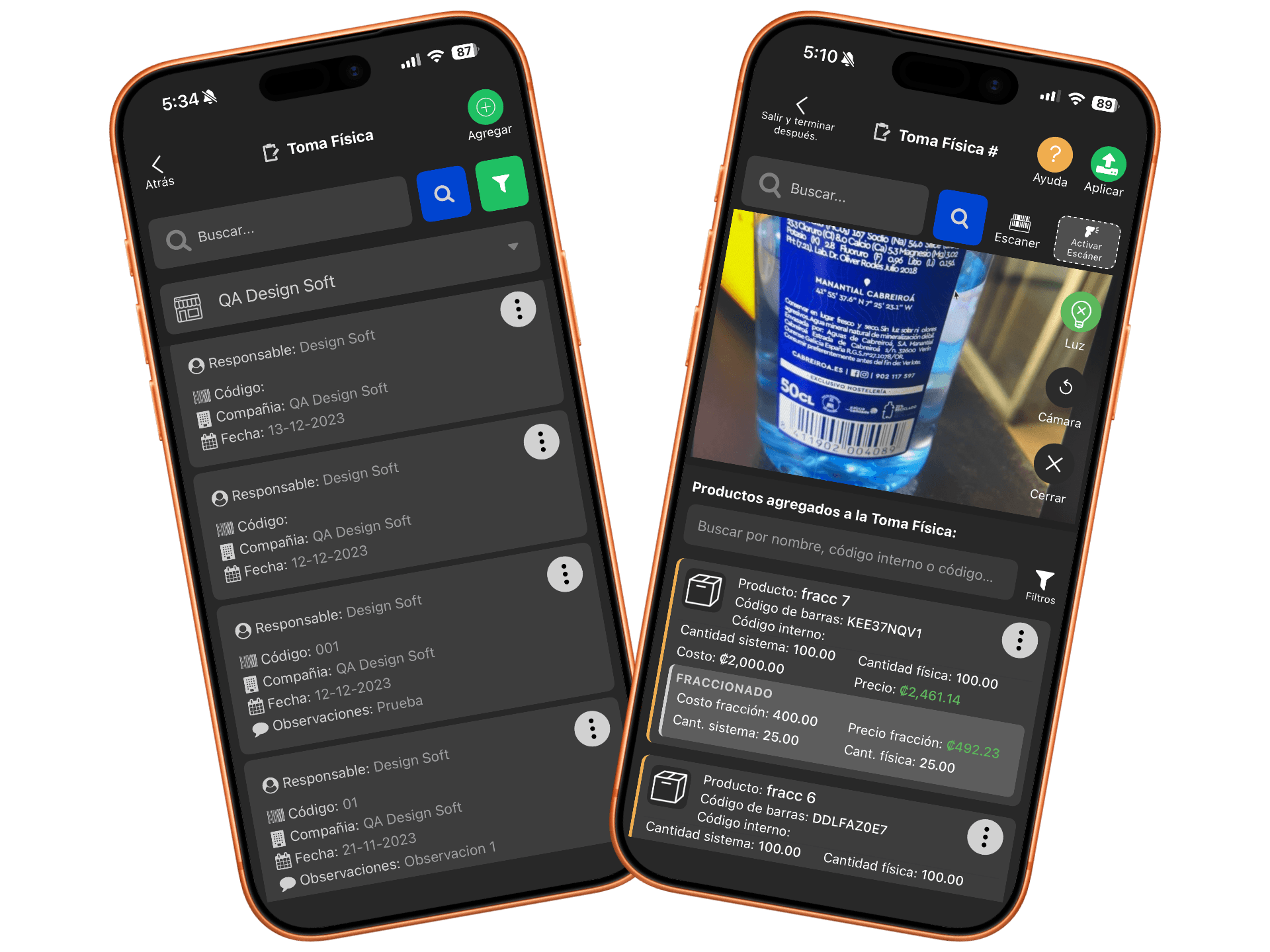 App de toma fisica para inventario de barra en bares