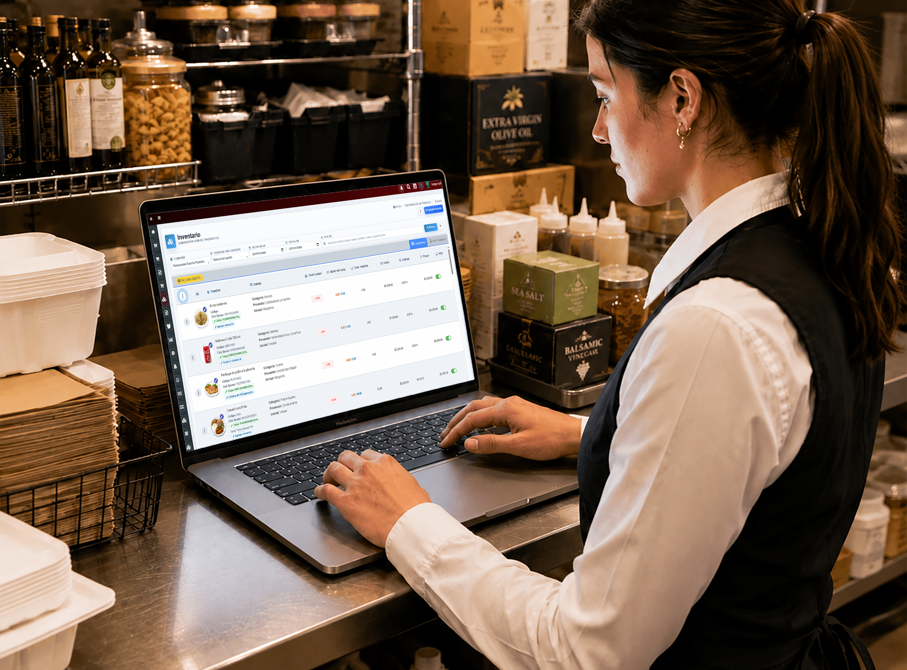 Administración de inventario de restaurante desde web