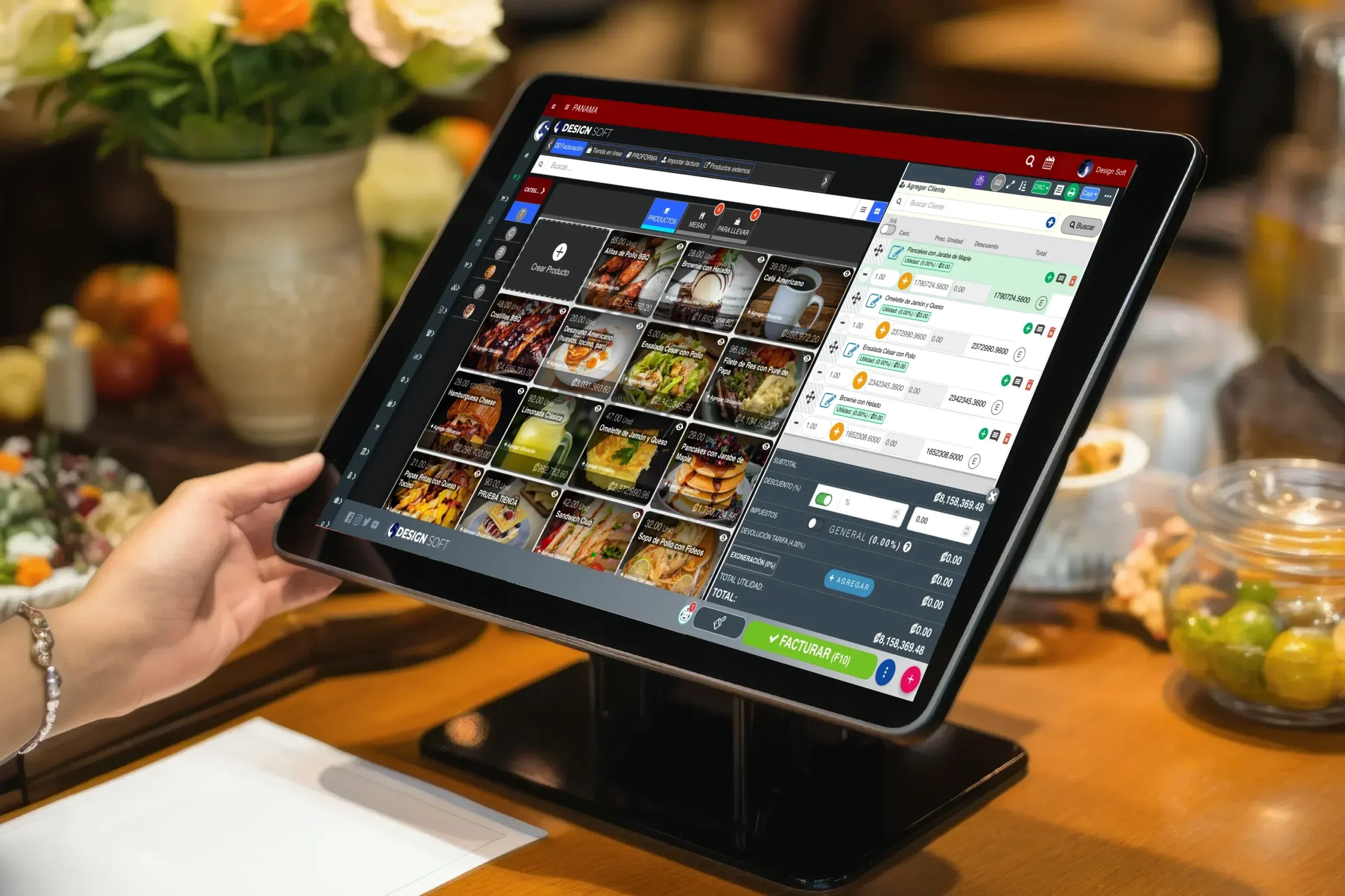 Sistema POS de POS Restaurantes en una pantalla táctil