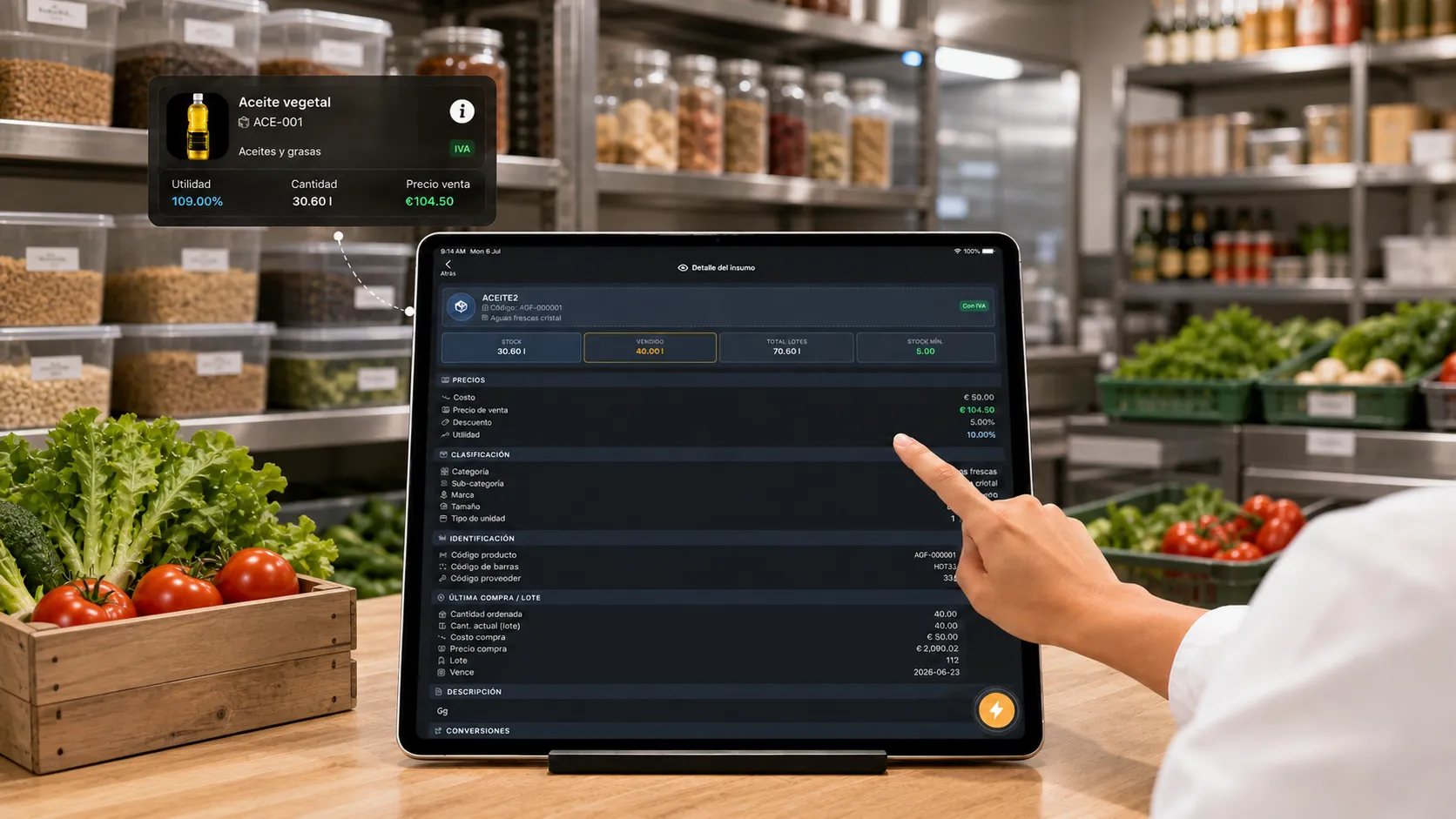 Control de insumos e inventario de ingredientes para restaurantes