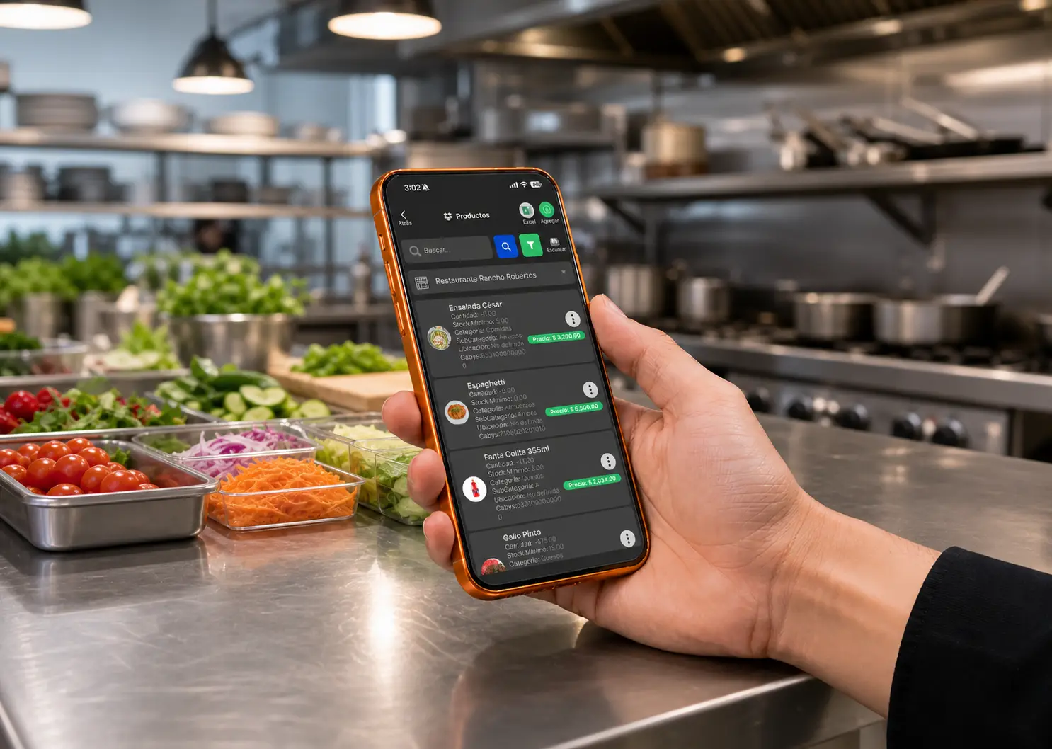 Aplicación móvil de productos con ambiente de preparación de recetas