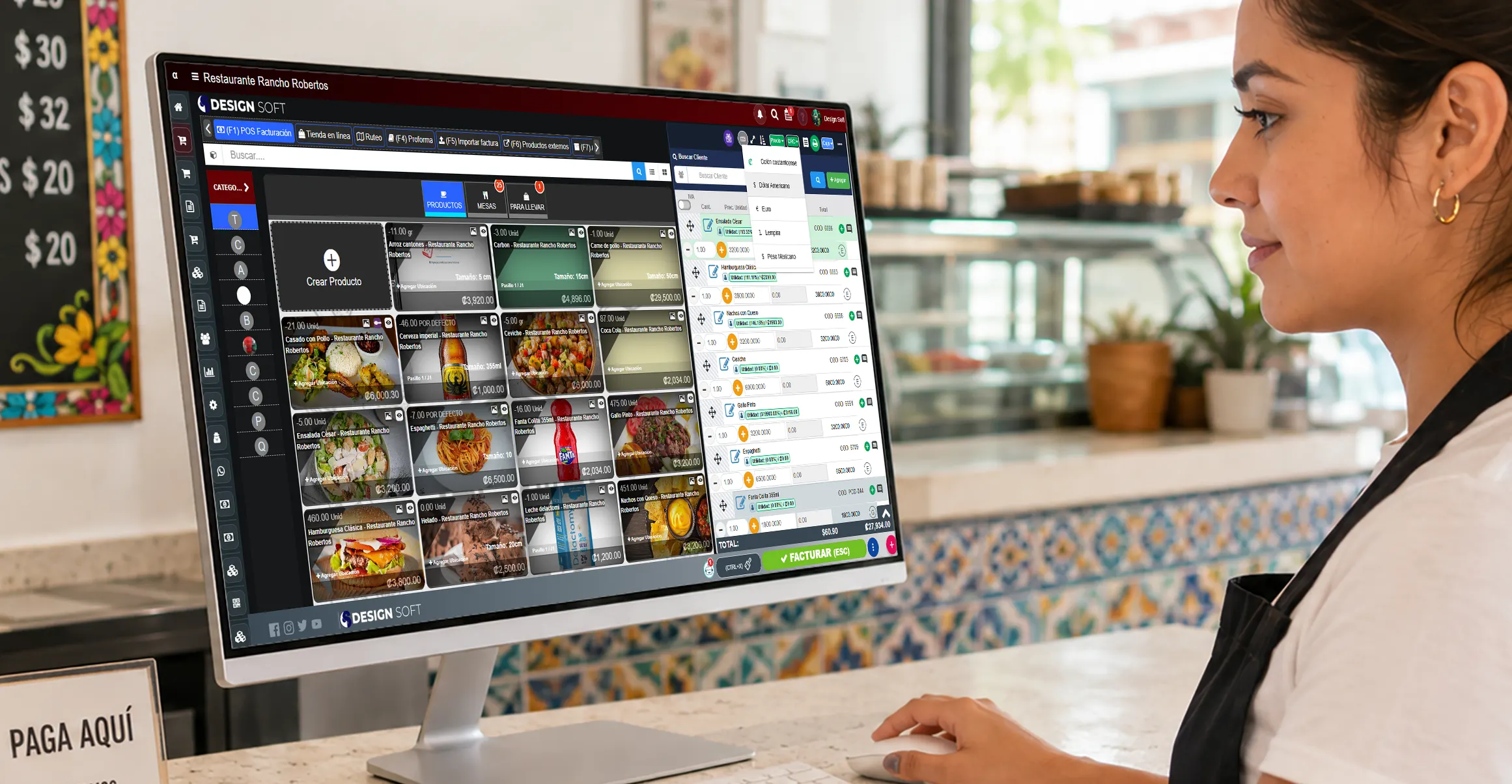 Sistema POS con cobros en múltiples divisas para restaurantes
