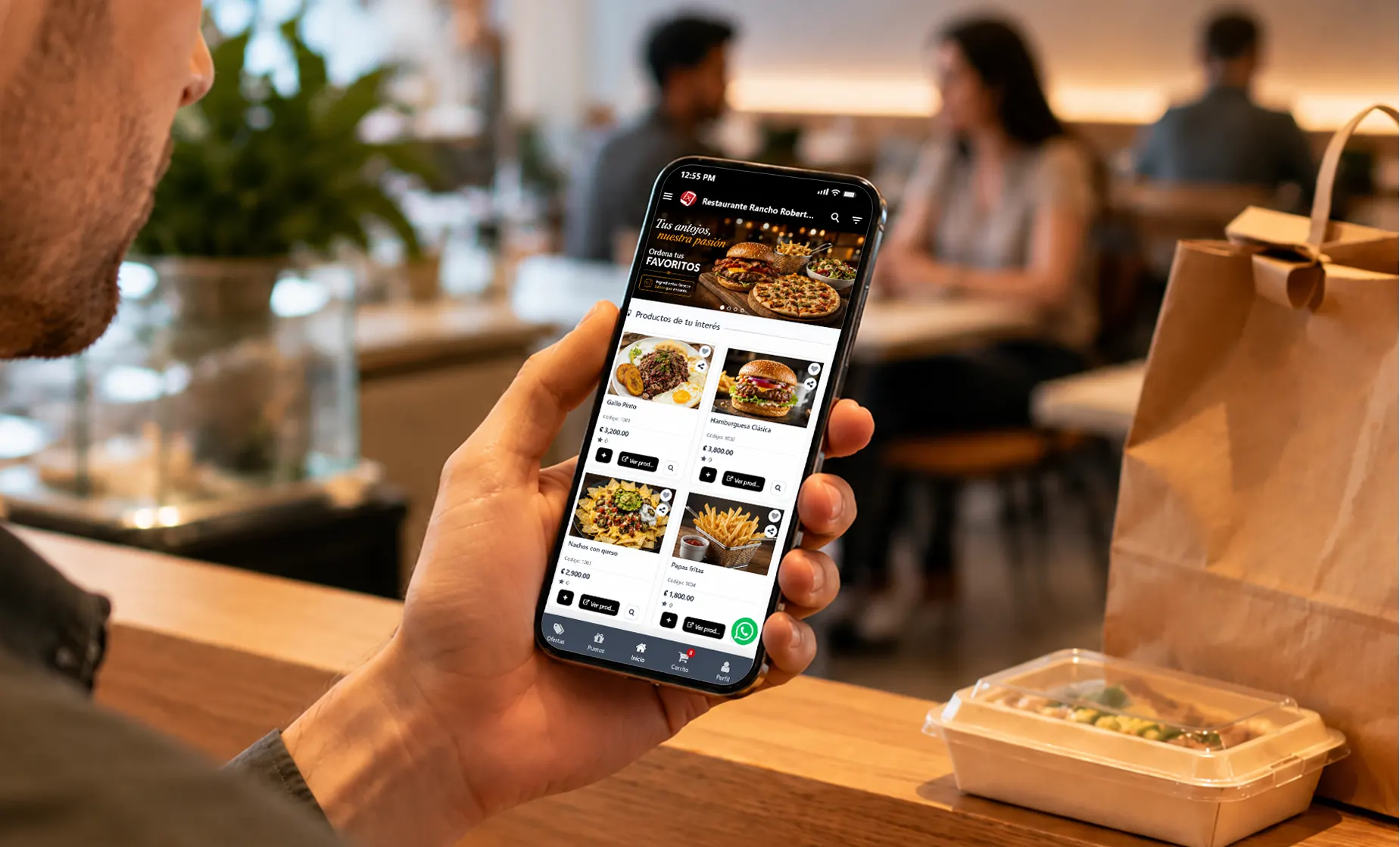 Interfaz móvil de compras en línea para restaurantes