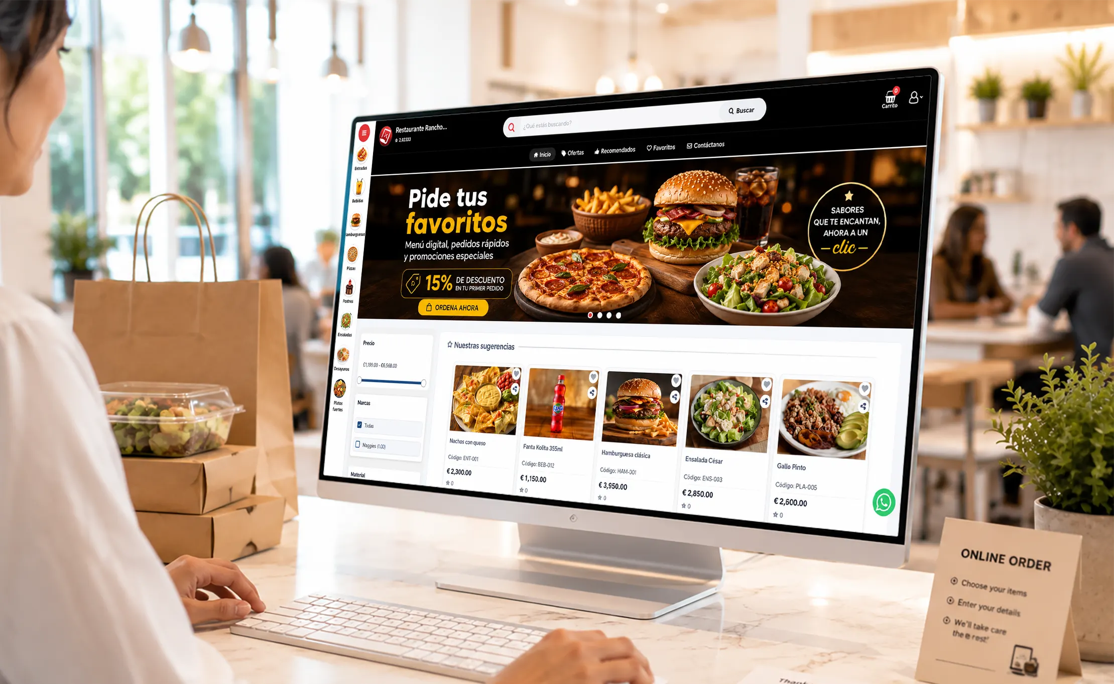 Tienda en línea web para restaurantes